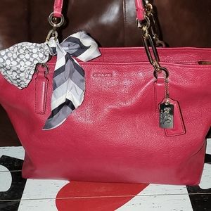 Coach-Red leather tote